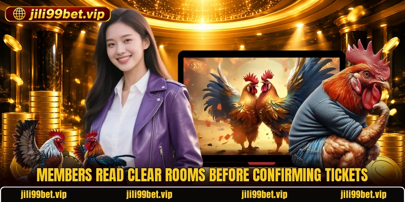 Members read clear rooms before confirming tickets Members read clear rooms before confirming tickets